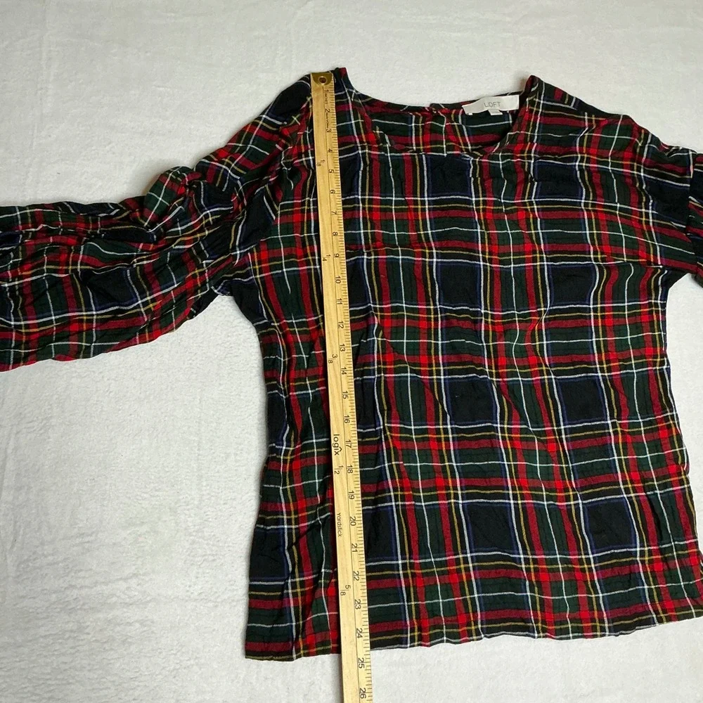 LOFT Womens Plaid Long Sleeve Button Back Casual Top‎ Size M